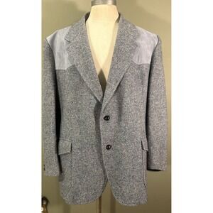 VTG Pendleton USA Western Wool Suede Sport Coat Mens Sz 54 Gray Elbow Patches